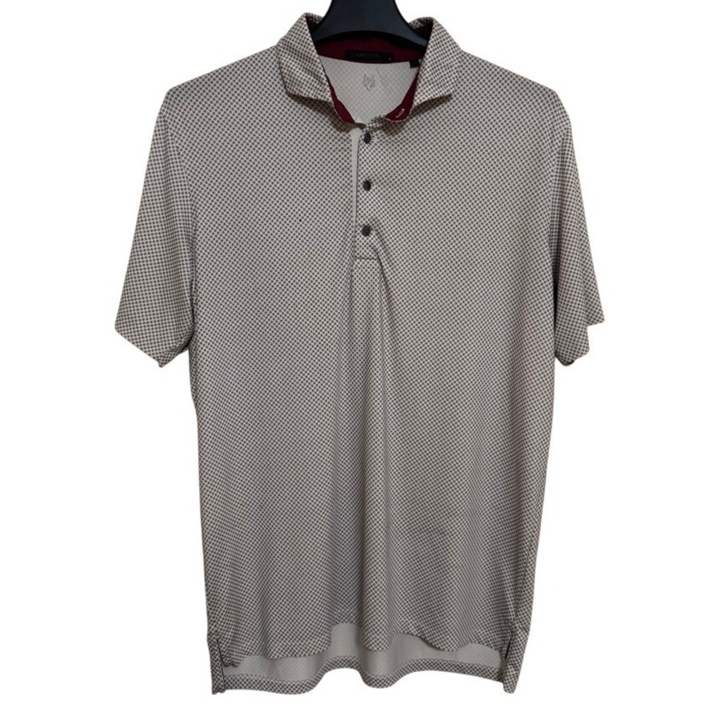 Greyson Golf Polo Shirt Mens L Performance AOP Polka Dot Squares Peru Made READ